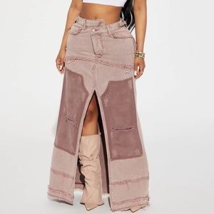 Fashion Nova Tell Me Why Denim Maxi Skirt NWT Size XL